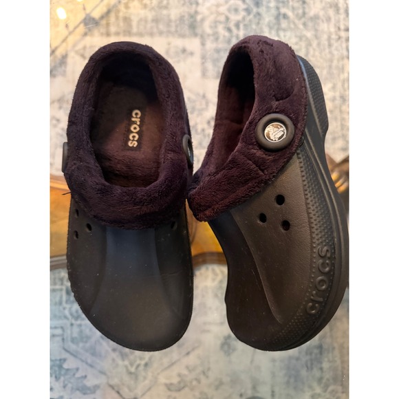CROCS Shoes - Crocs Mammoth Black Faux Fur Lined Clogs Slip On Shoes Mens 6 Womens 8